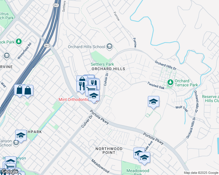 map of restaurants, bars, coffee shops, grocery stores, and more near 50 Cattleman in Irvine