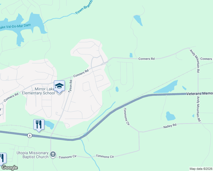 map of restaurants, bars, coffee shops, grocery stores, and more near 5017 Serenity Point Lane in Villa Rica