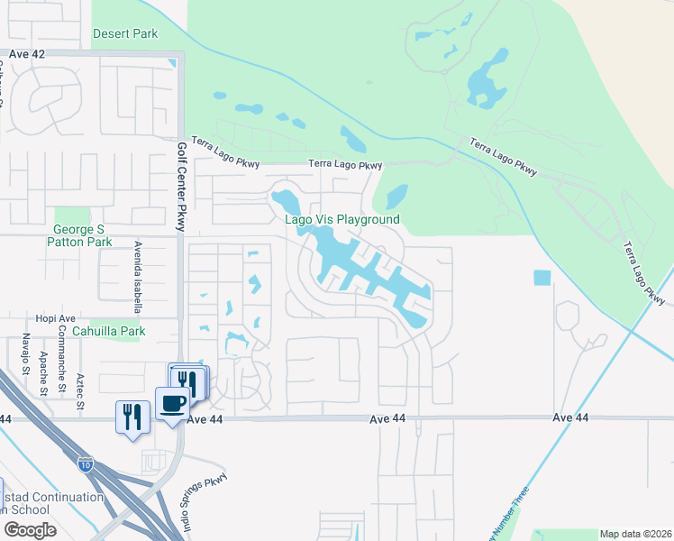 map of restaurants, bars, coffee shops, grocery stores, and more near 43173 Bacino Court in Indio