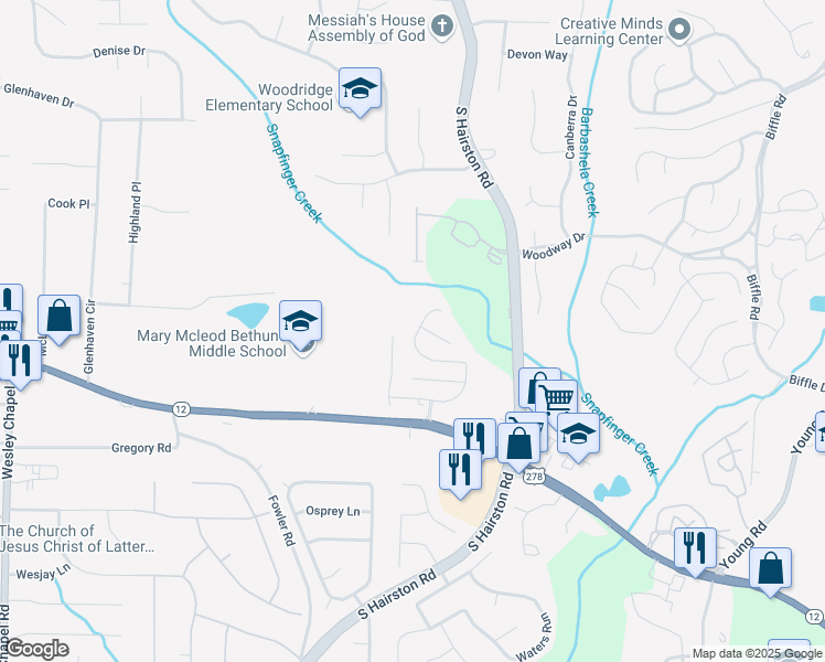 map of restaurants, bars, coffee shops, grocery stores, and more near 1947 Manhattan Parkway in Decatur