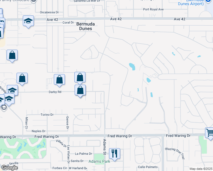 map of restaurants, bars, coffee shops, grocery stores, and more near 79013 Bayside Court in Bermuda Dunes