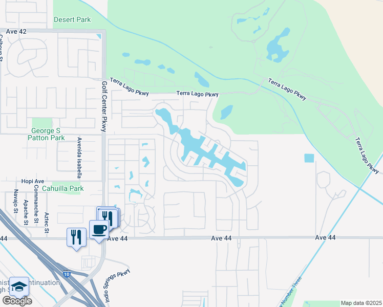 map of restaurants, bars, coffee shops, grocery stores, and more near 43183 Bacino Court in Indio