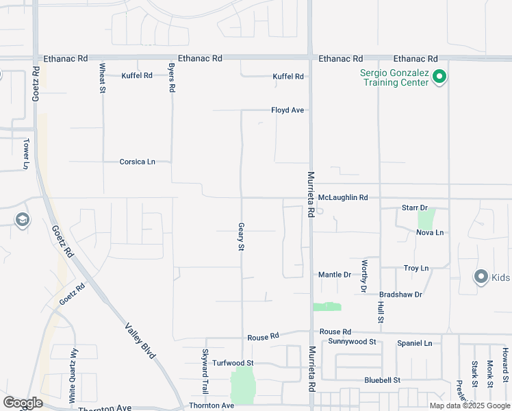 map of restaurants, bars, coffee shops, grocery stores, and more near 25805 McLaughlin Road in Menifee