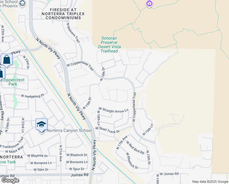 map of restaurants, bars, coffee shops, grocery stores, and more near 27524 North 17th Lane in Phoenix