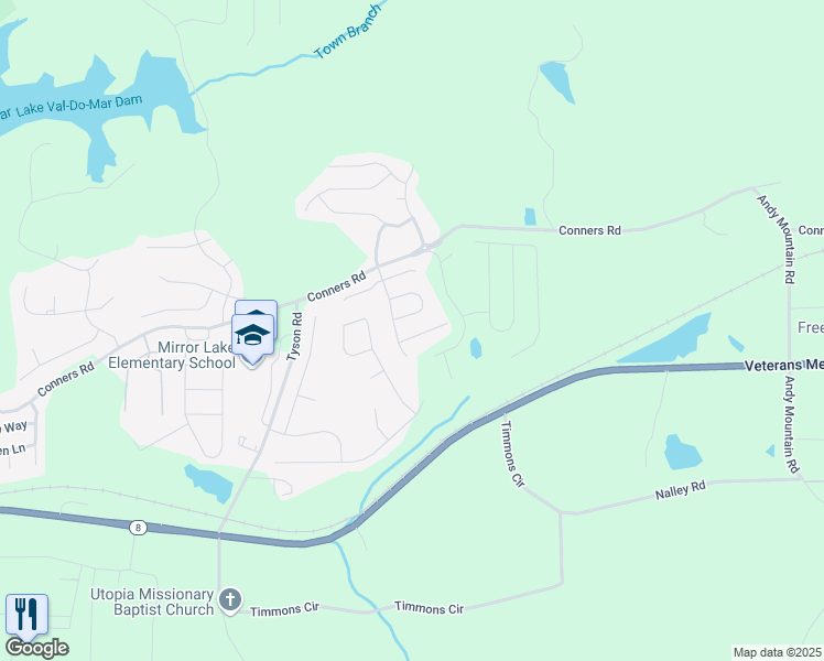map of restaurants, bars, coffee shops, grocery stores, and more near 5002 Serenity Point Lane in Villa Rica