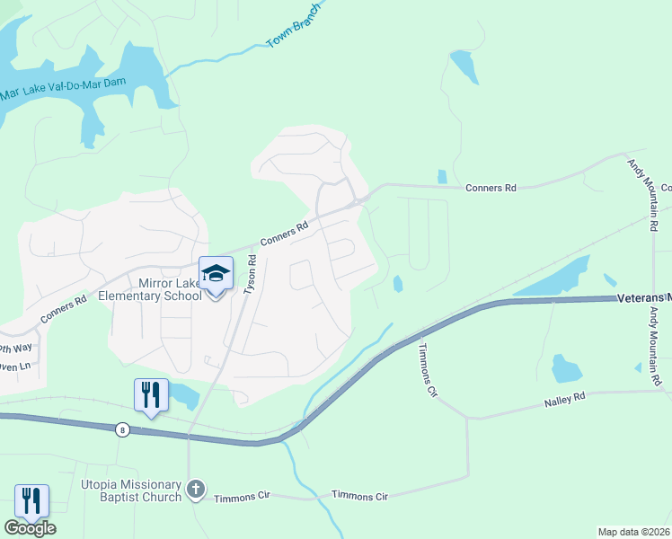 map of restaurants, bars, coffee shops, grocery stores, and more near 3013 Summer Breeze Drive in Villa Rica