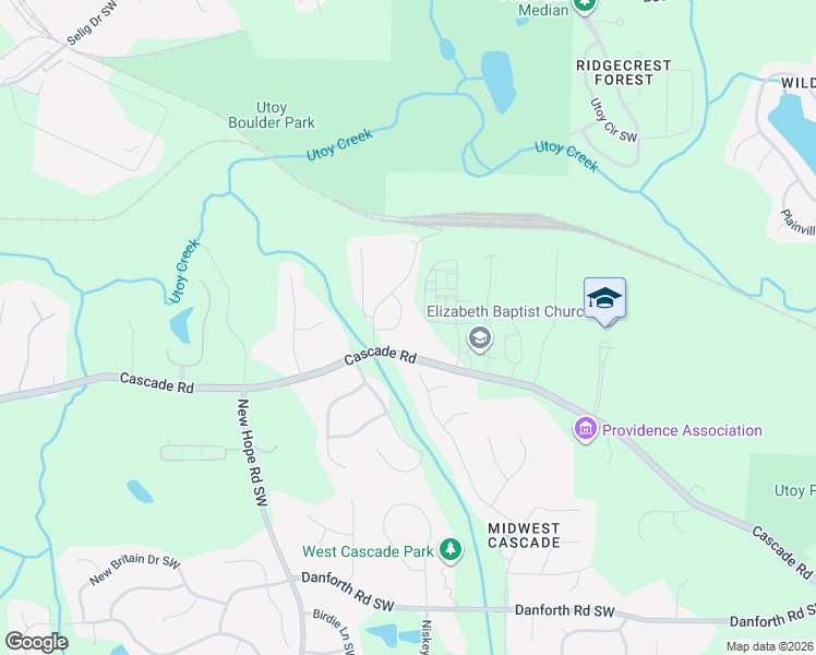 map of restaurants, bars, coffee shops, grocery stores, and more near 4441 Cascade Road in Atlanta
