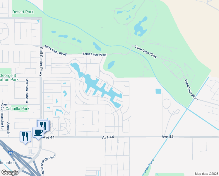 map of restaurants, bars, coffee shops, grocery stores, and more near 43180 Portuale Court in Indio