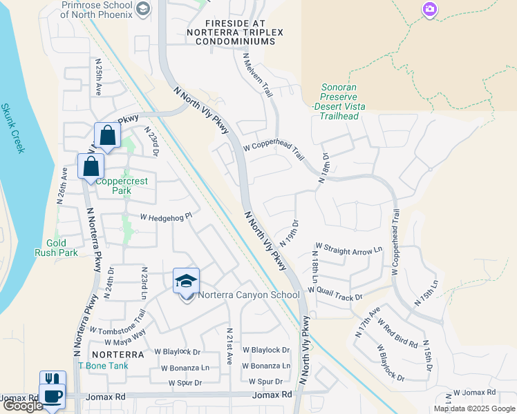 map of restaurants, bars, coffee shops, grocery stores, and more near 27626 North 20th Avenue in Phoenix