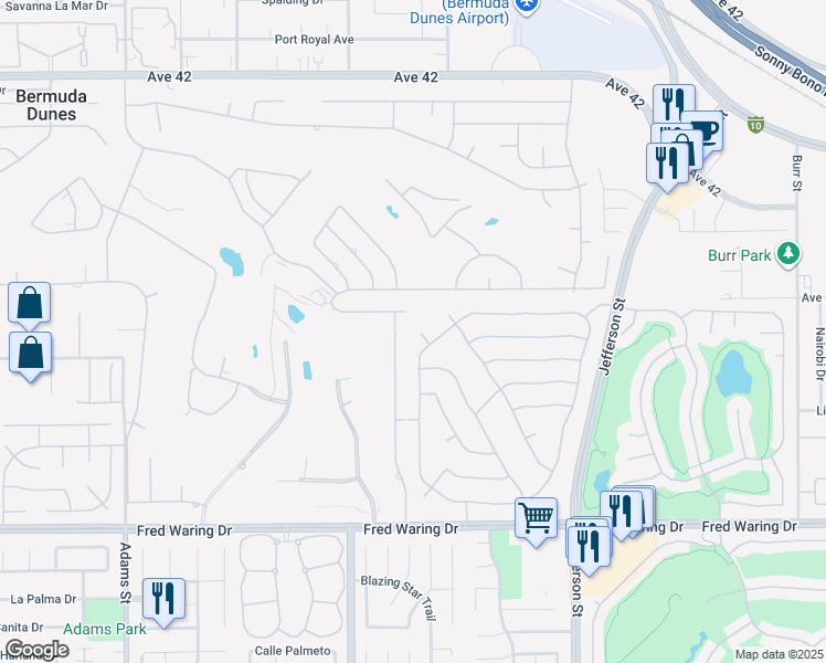 map of restaurants, bars, coffee shops, grocery stores, and more near 79645 Corte Del Vista in La Quinta