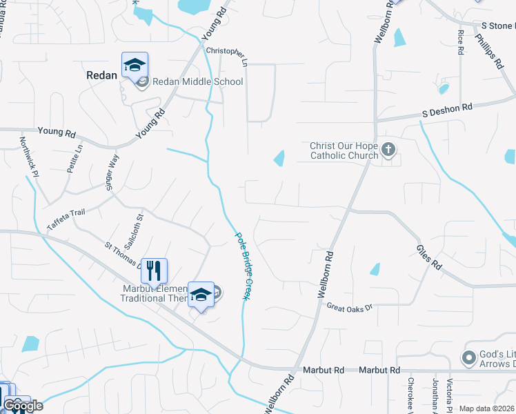 map of restaurants, bars, coffee shops, grocery stores, and more near 5861 Giles Road in Lithonia