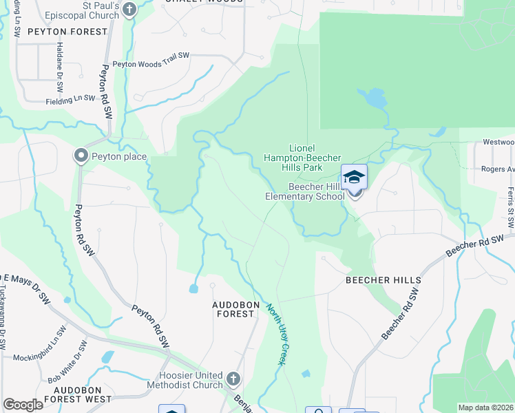 map of restaurants, bars, coffee shops, grocery stores, and more near 734 Flamingo Drive Southwest in Atlanta