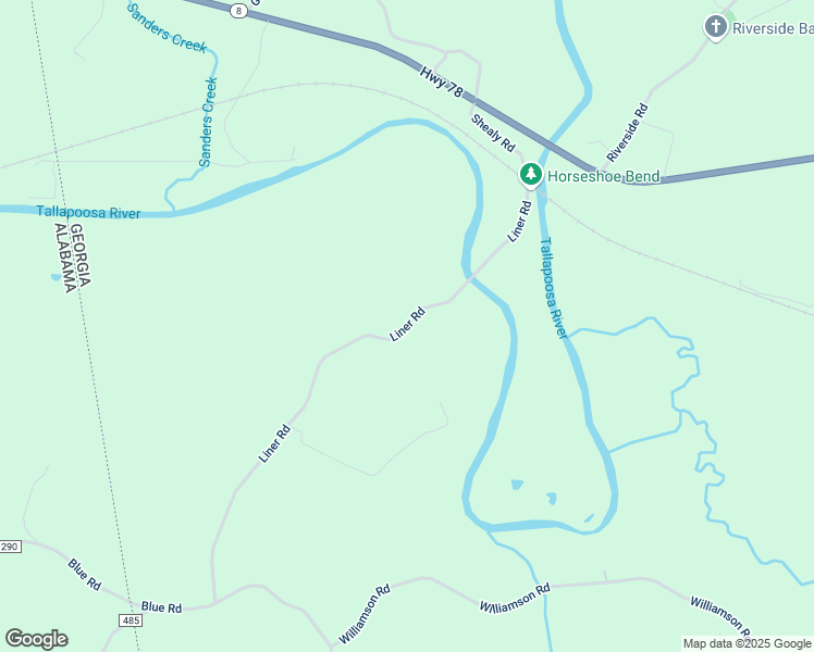 map of restaurants, bars, coffee shops, grocery stores, and more near Liner Road in Haralson County