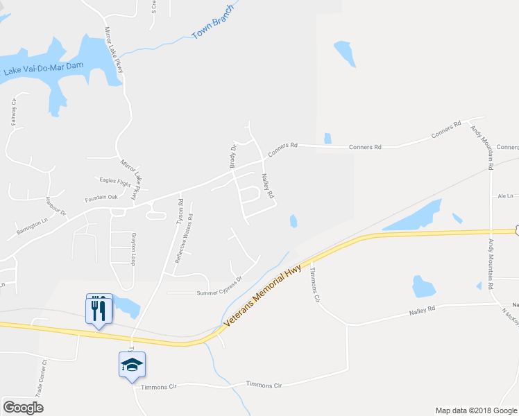 map of restaurants, bars, coffee shops, grocery stores, and more near 5008 Serenity Point Lane in Villa Rica