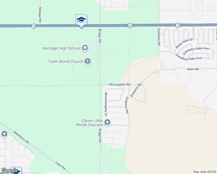 map of restaurants, bars, coffee shops, grocery stores, and more near 30076 Mount Menifee Street in Menifee