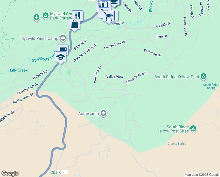 map of restaurants, bars, coffee shops, grocery stores, and more near 26546 Green Avenue in Idyllwild-Pine Cove