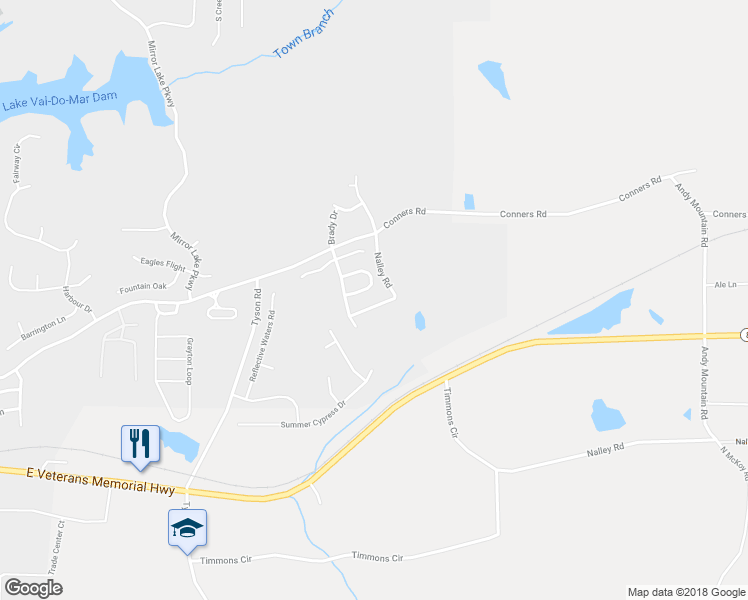 map of restaurants, bars, coffee shops, grocery stores, and more near 5010 Serenity Point Lane in Villa Rica