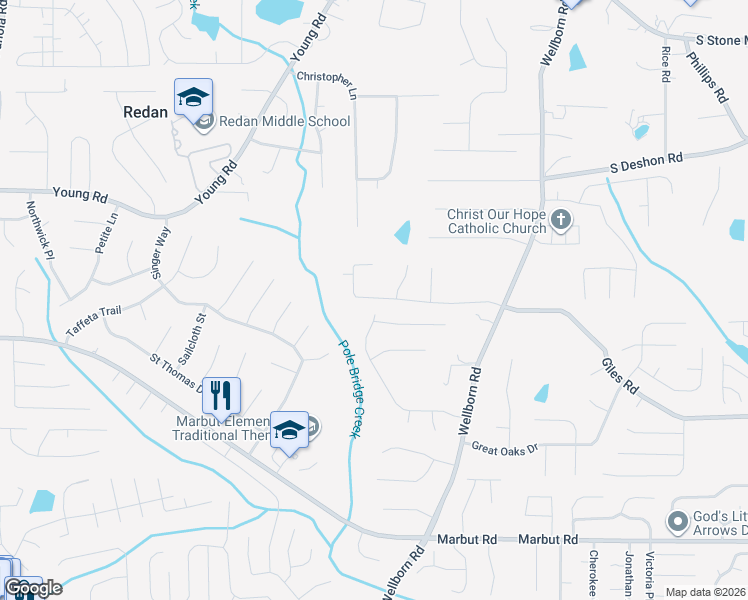 map of restaurants, bars, coffee shops, grocery stores, and more near 5861 Giles Rd in Lithonia
