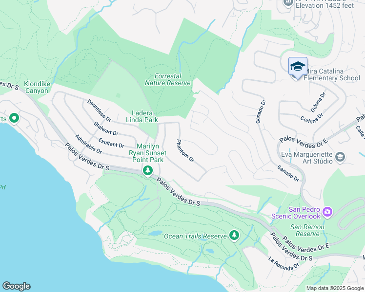 map of restaurants, bars, coffee shops, grocery stores, and more near 32268 Phantom Drive in Rancho Palos Verdes