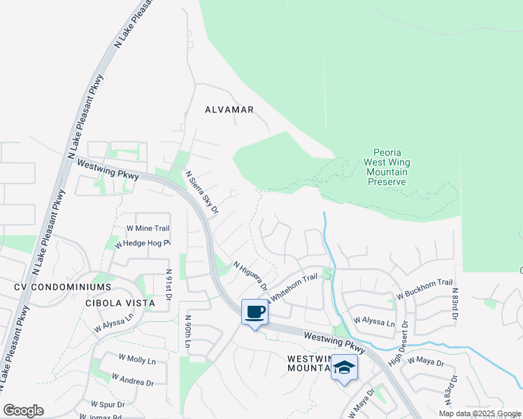 map of restaurants, bars, coffee shops, grocery stores, and more near 8723 West Bent Tree Drive in Peoria