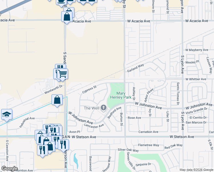 map of restaurants, bars, coffee shops, grocery stores, and more near 980 Lexington Street in Hemet