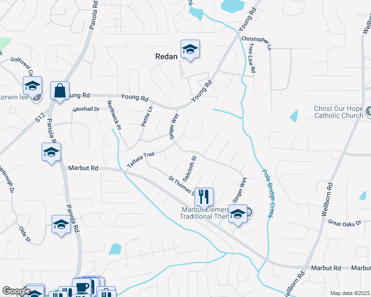 map of restaurants, bars, coffee shops, grocery stores, and more near 1891 Sailcloth Street in Lithonia