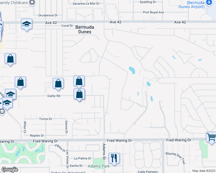 map of restaurants, bars, coffee shops, grocery stores, and more near 79013 Bayside Court in Bermuda Dunes
