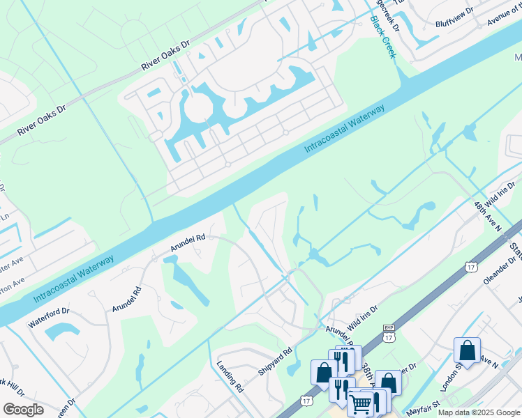 map of restaurants, bars, coffee shops, grocery stores, and more near 4048 Fairway Lakes Drive in Myrtle Beach