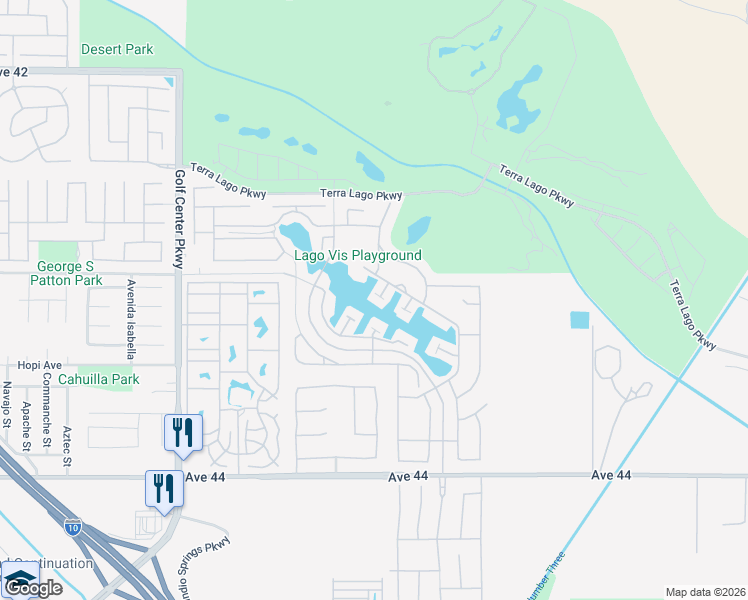 map of restaurants, bars, coffee shops, grocery stores, and more near 43157 Armonia Court in Indio