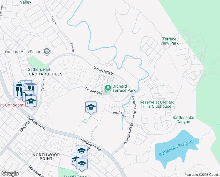 map of restaurants, bars, coffee shops, grocery stores, and more near 135 Working Ranch in Irvine