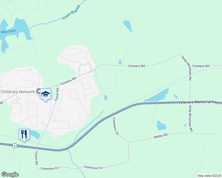 map of restaurants, bars, coffee shops, grocery stores, and more near in Villa Rica