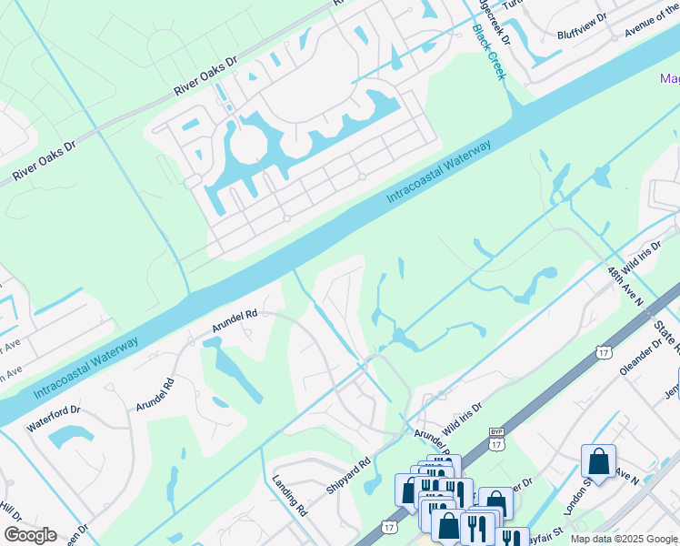 map of restaurants, bars, coffee shops, grocery stores, and more near 4048 Fairway Lakes Drive in Myrtle Beach