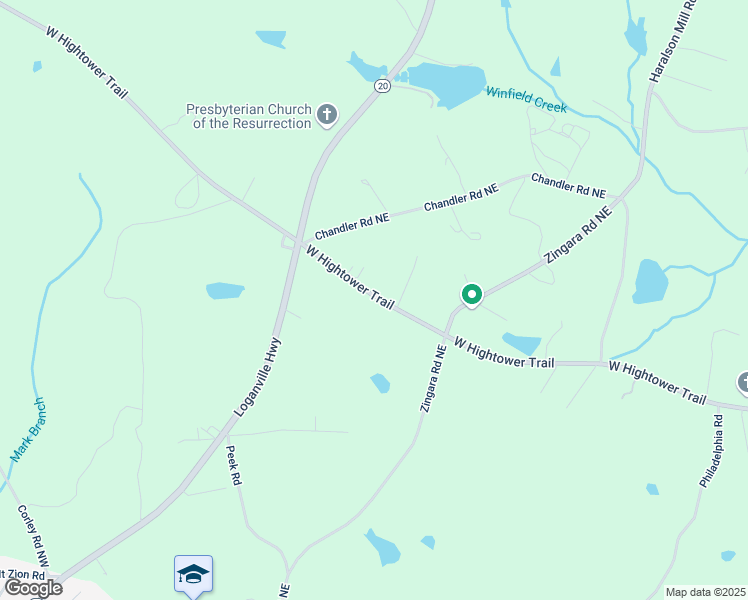 map of restaurants, bars, coffee shops, grocery stores, and more near 3340 Zingara Road Northeast in Conyers