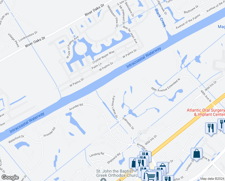 map of restaurants, bars, coffee shops, grocery stores, and more near 4032 Fairway Lakes Drive in Myrtle Beach