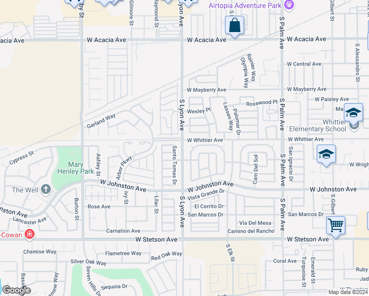 map of restaurants, bars, coffee shops, grocery stores, and more near 730 South Lyon Avenue in Hemet