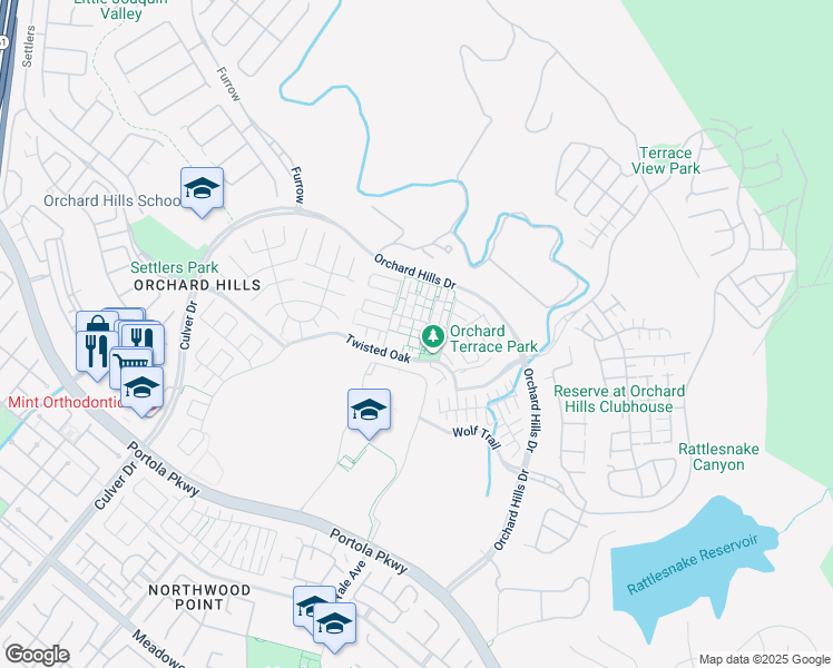 map of restaurants, bars, coffee shops, grocery stores, and more near 146 Crescent Moon in Irvine