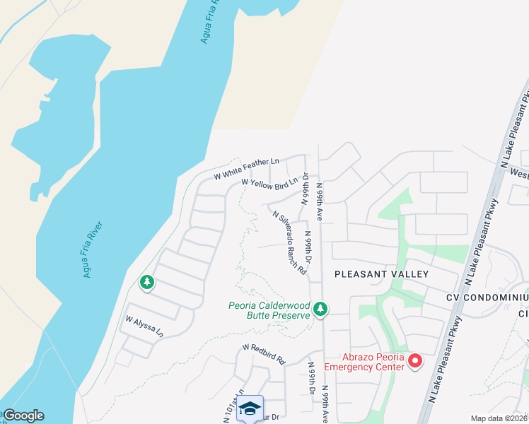 map of restaurants, bars, coffee shops, grocery stores, and more near 9994 West Blue Sky Drive in Peoria