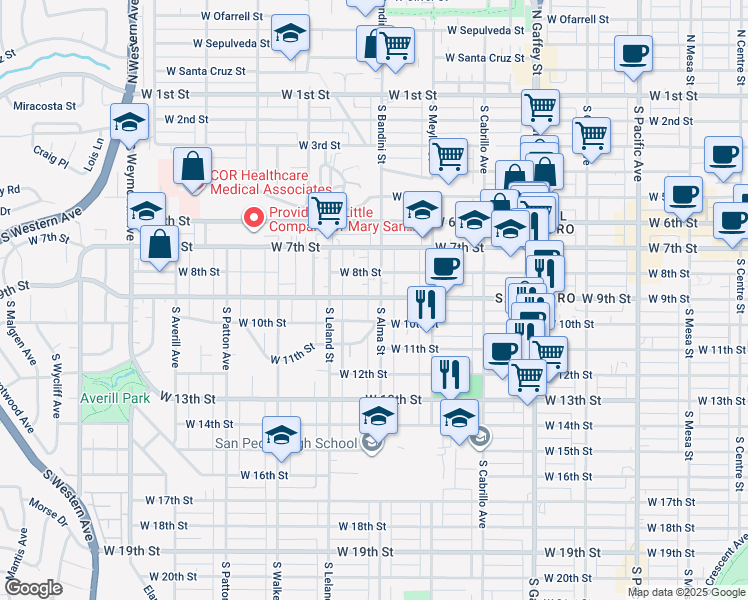 map of restaurants, bars, coffee shops, grocery stores, and more near 827 South Alma Street in Los Angeles