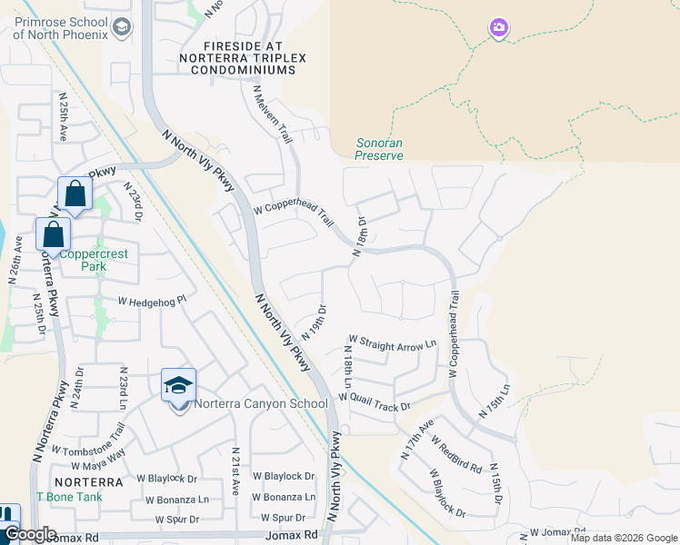 map of restaurants, bars, coffee shops, grocery stores, and more near 1828 West Black Hill Road in Phoenix