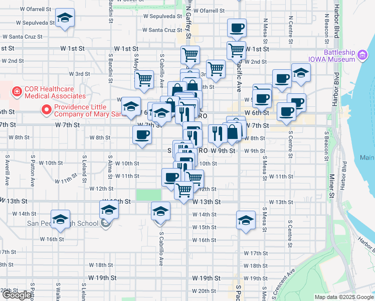 map of restaurants, bars, coffee shops, grocery stores, and more near 1316 South Grand Avenue in Los Angeles