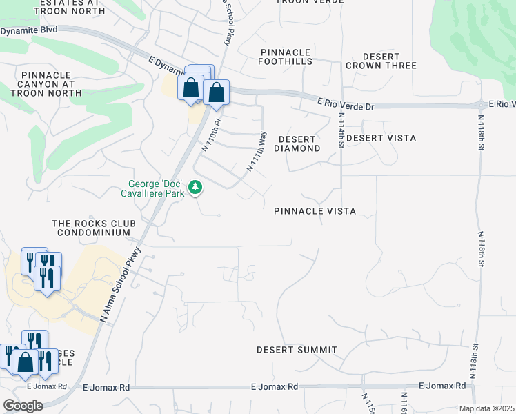 map of restaurants, bars, coffee shops, grocery stores, and more near 11239 East Oberlin Way in Scottsdale