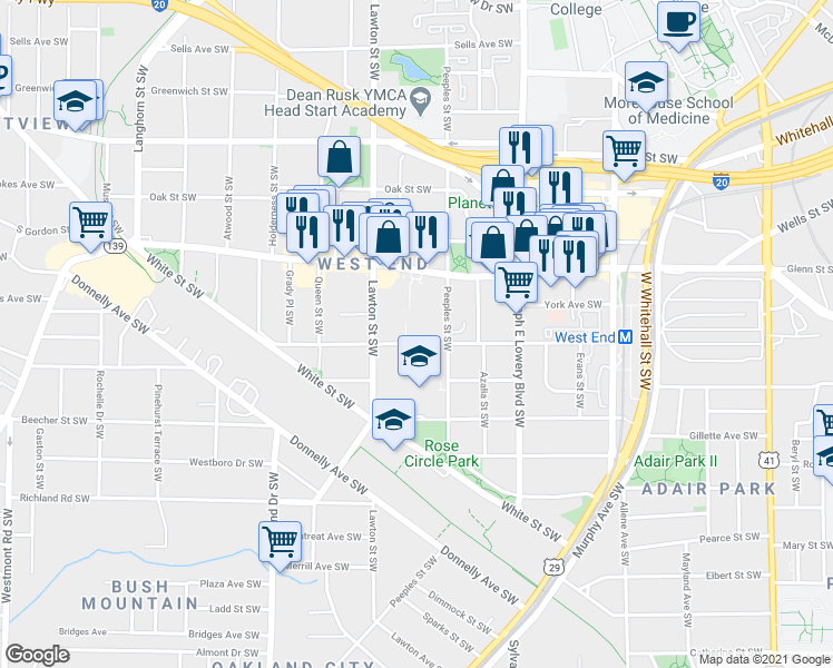 map of restaurants, bars, coffee shops, grocery stores, and more near 667 Peeples Street Southwest in Atlanta