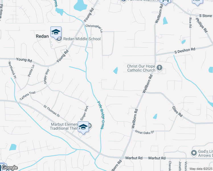 map of restaurants, bars, coffee shops, grocery stores, and more near 5794 Giles Road in Lithonia