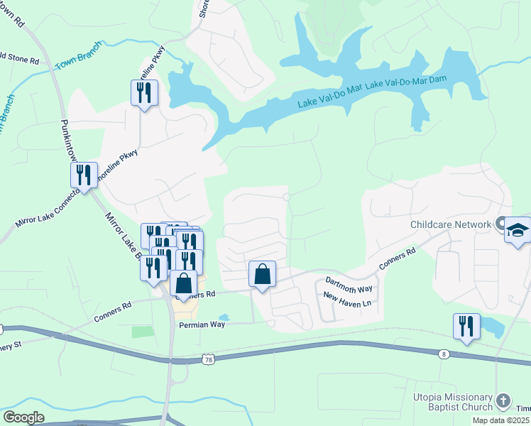 map of restaurants, bars, coffee shops, grocery stores, and more near 2616 Neighborhood Walk in Villa Rica