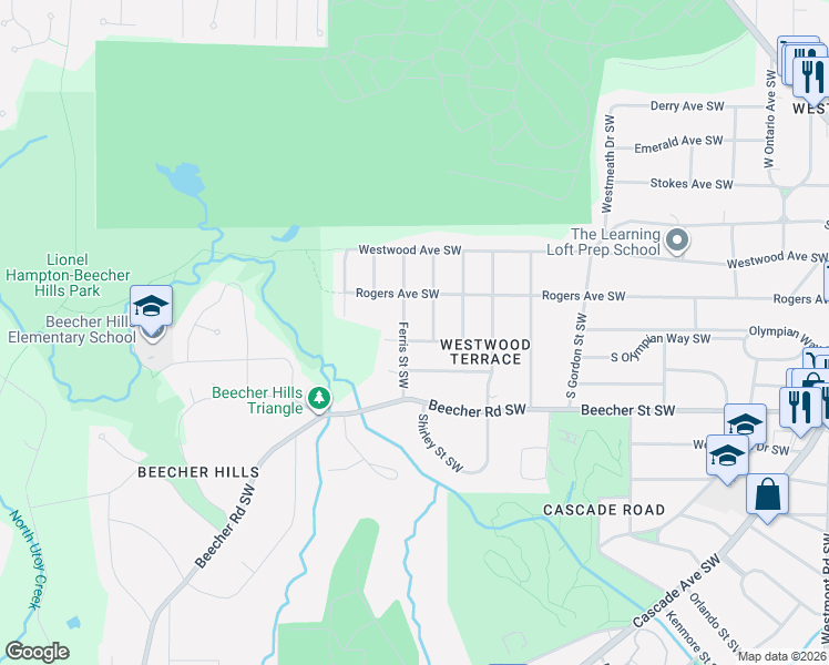 map of restaurants, bars, coffee shops, grocery stores, and more near 685 Clover Street Southwest in Atlanta