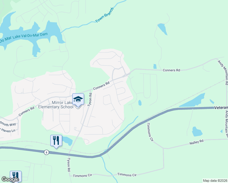 map of restaurants, bars, coffee shops, grocery stores, and more near 1003 Rolling Meadows Road in Villa Rica