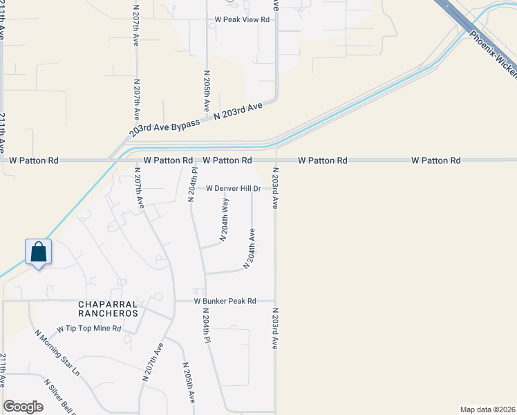 map of restaurants, bars, coffee shops, grocery stores, and more near 27841 North 204th Avenue in Wittmann