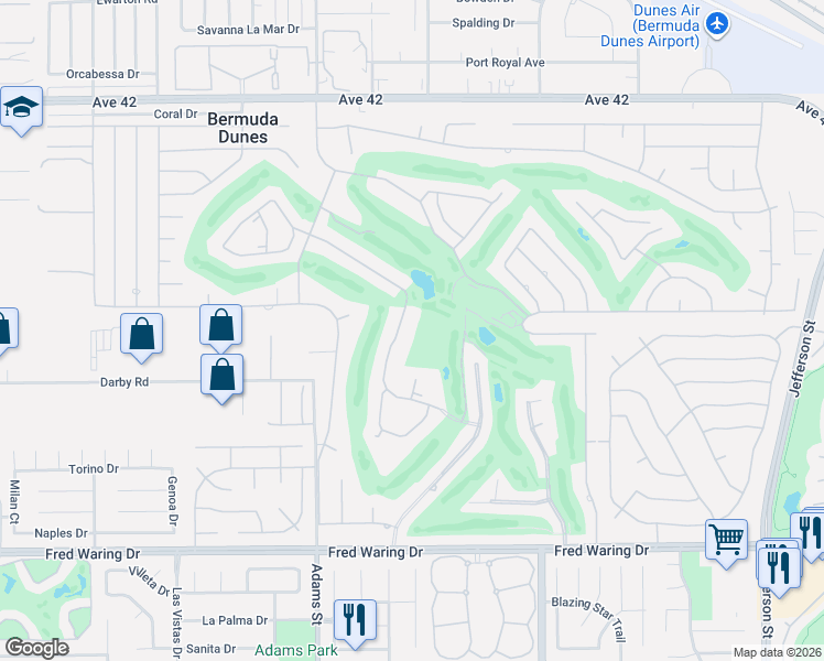 map of restaurants, bars, coffee shops, grocery stores, and more near 79291 Montego Bay Drive in Bermuda Dunes