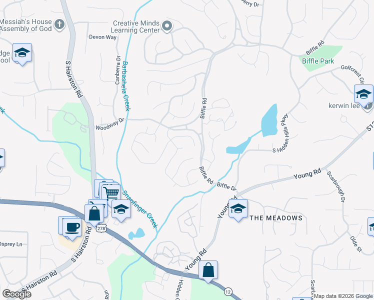 map of restaurants, bars, coffee shops, grocery stores, and more near 4966 Wynhurst Court in Stone Mountain