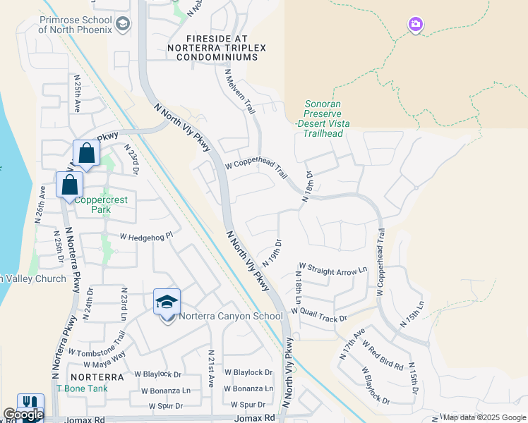 map of restaurants, bars, coffee shops, grocery stores, and more near 1936 West Black Hill Road in Phoenix